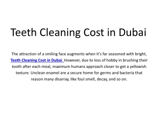 Teeth Cleaning Cost in Dubai