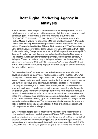 Best Digital Marketing Agency in Malaysia