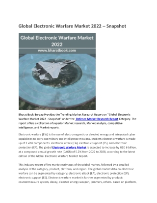 Global Electronic Warfare Market 2022