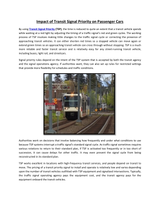 Impact of Transit Signal Priority on Passenger Cars