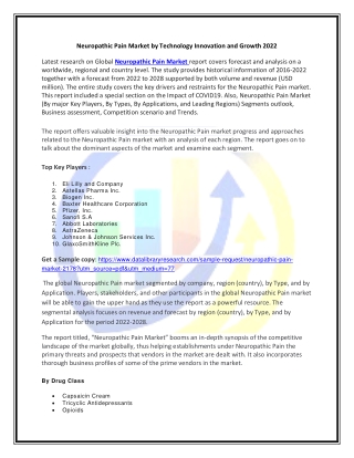Global Neuropathic Pain Market Opportunities and Forecast 2020-2027