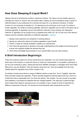 How Does Steeping E-Liquid Work