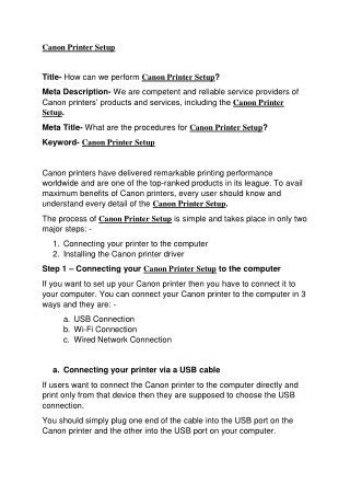 How to setup Canon Printer