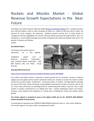 Rockets and Missiles Market - Global Revenue Growth Expectations in the Near Future