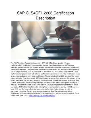 SAP C_S4CFI_2208 Certification Description
