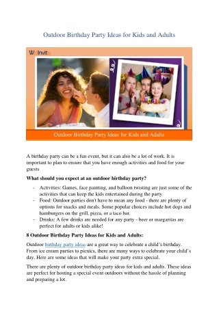 Best Birthday Party Ideas for Kids