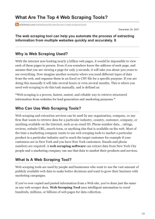 1What Are The Top 4 Web Scraping Tools