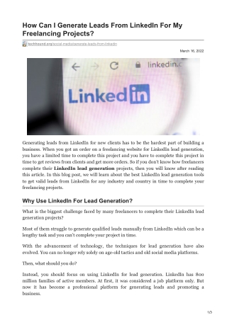 How To Get LinkedIn Leads For Freelancing Projects