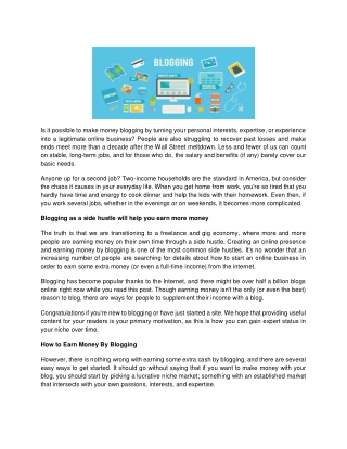 How to Earn Extra Money on the Internet with Blogging