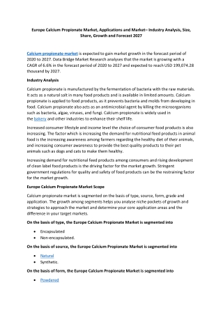 Europe Calcium Propionate Market