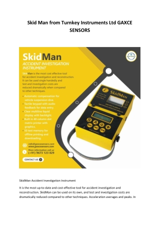 Skid Man from Turnkey Instruments Ltd GAXCE SENSORS