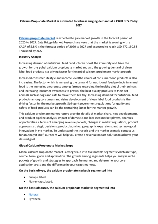 Calcium Propionate Market