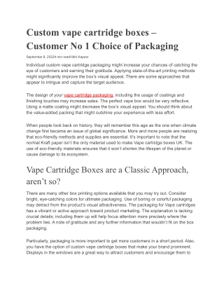Custom vape cartridge boxes – Customer No 1 Choice of Packaging