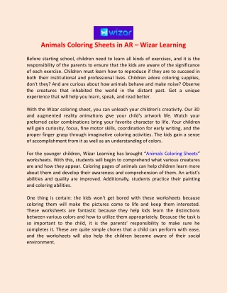 Animals Coloring Pages in AR - Wizar Learning