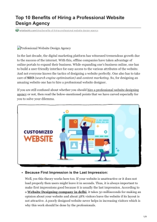 Top 10 Benefits of Hiring a Professional Website Design Agency