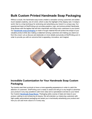 Bulk Custom Printed Handmade Soap Packaging