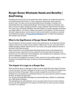 Burger Boxes Wholesale Needs and Benefits _ SirePrinting