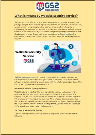 What is meant by website security service?