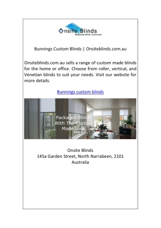 Bunnings Custom Blinds | Onsiteblinds.com.au