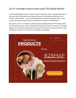 List of Trending Products that Leads The Global Market