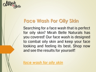 Face Wash For Oily Skin  Mirahbelle.com