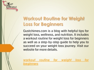 Workout Routine for Weight Loss for Beginners  Gustchimes.com