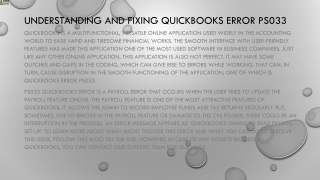 Simple techniques to resolve QuickBooks Error PS033