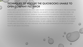 Easy method to resolve QuickBooks is unable to open company file issue