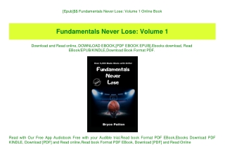 [Epub]$$ Fundamentals Never Lose Volume 1 Online Book