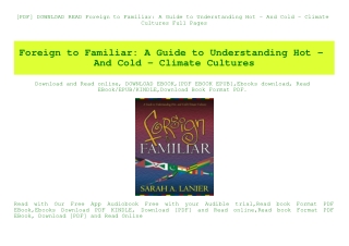 [PDF] DOWNLOAD READ Foreign to Familiar A Guide to Understanding Hot - And Cold - Climate Cultures Full Pages
