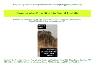 Pdf [download]^^ Narrative of an Expedition into Central Australia [[FREE] [READ] [DOWNLOAD]]