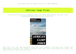 {mobiePub} African Camp Fires #P.D.F. FREE DOWNLOAD^