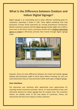 What Is the Difference between Outdoor and Indoor Digital Signage