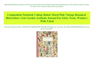 [READ PDF] EPUB Composition Notebook College Ruled Floral Pink Vintage Botanical Illustration  Cute Garden Aesthetic Jou