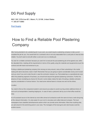 DG Pool Supply