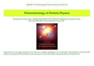 (EBOOK Phenomenology of Particle Physics [K.I.N.D.L.E]