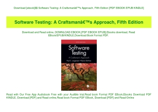 Download [ebook]$$ Software Testing A CraftsmanÃ¢Â€Â™s Approach  Fifth Edition [PDF EBOOK EPUB KINDLE]