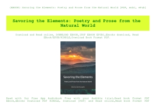 {EBOOK} Savoring the Elements Poetry and Prose from the Natural World [PDF  mobi  ePub]