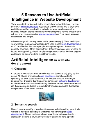 5 Reasons to Use Artificial Intelligence in Website Development