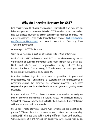 Why do I need to Register for GST?