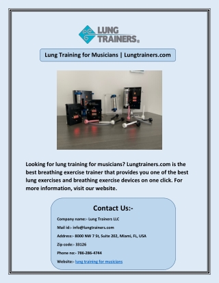 Lung Training for Musicians | Lungtrainers.com