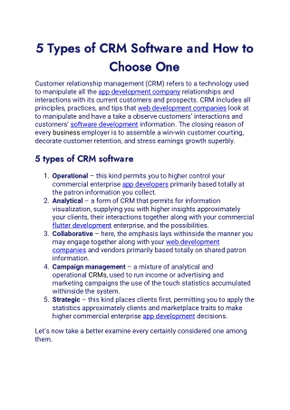 5 Types of CRM Software and How to Choose One
