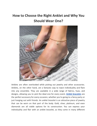 How to Choose the Right Anklet and Why You Should Wear One