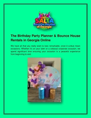 The Birthday Party Planner & Bounce House Rentals in Georgia Online