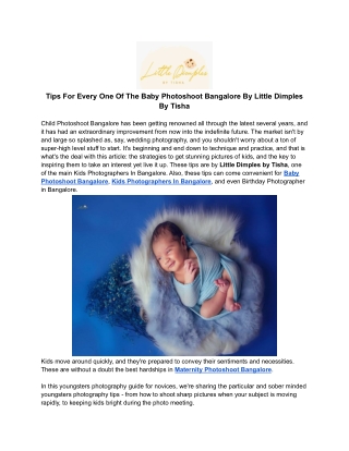 Tips For Every One Of The Baby Photoshoot Bangalore By Little Dimples By Tisha