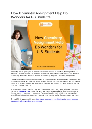 How Chemistry Assignment Help Do Wonders for US Students