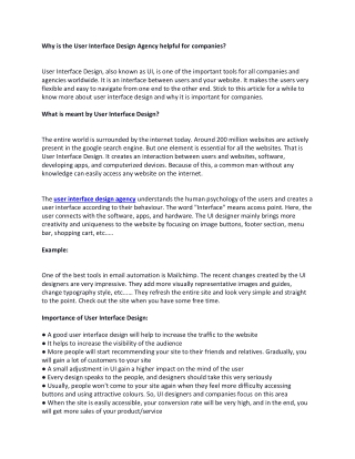 Why the user interface agency is helpful for companies