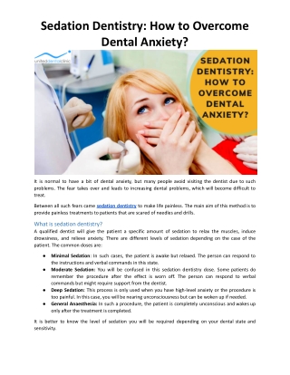 Sedation Dentistry: How to Overcome Dental Anxiety?