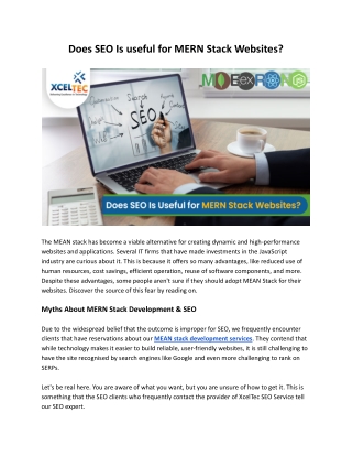 SEO For MERN Stack Development Websites | XcelTec