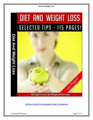 Diet and Weight Loss